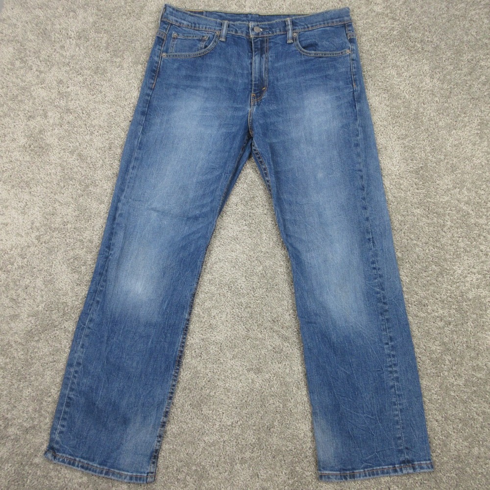 Levis Jeans Mens 34x32 Blue 569 Loose Straight Baggy Faded Whisker Denim Pant